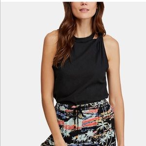 NWT Free People The Twist Cotton Tank Top Black S